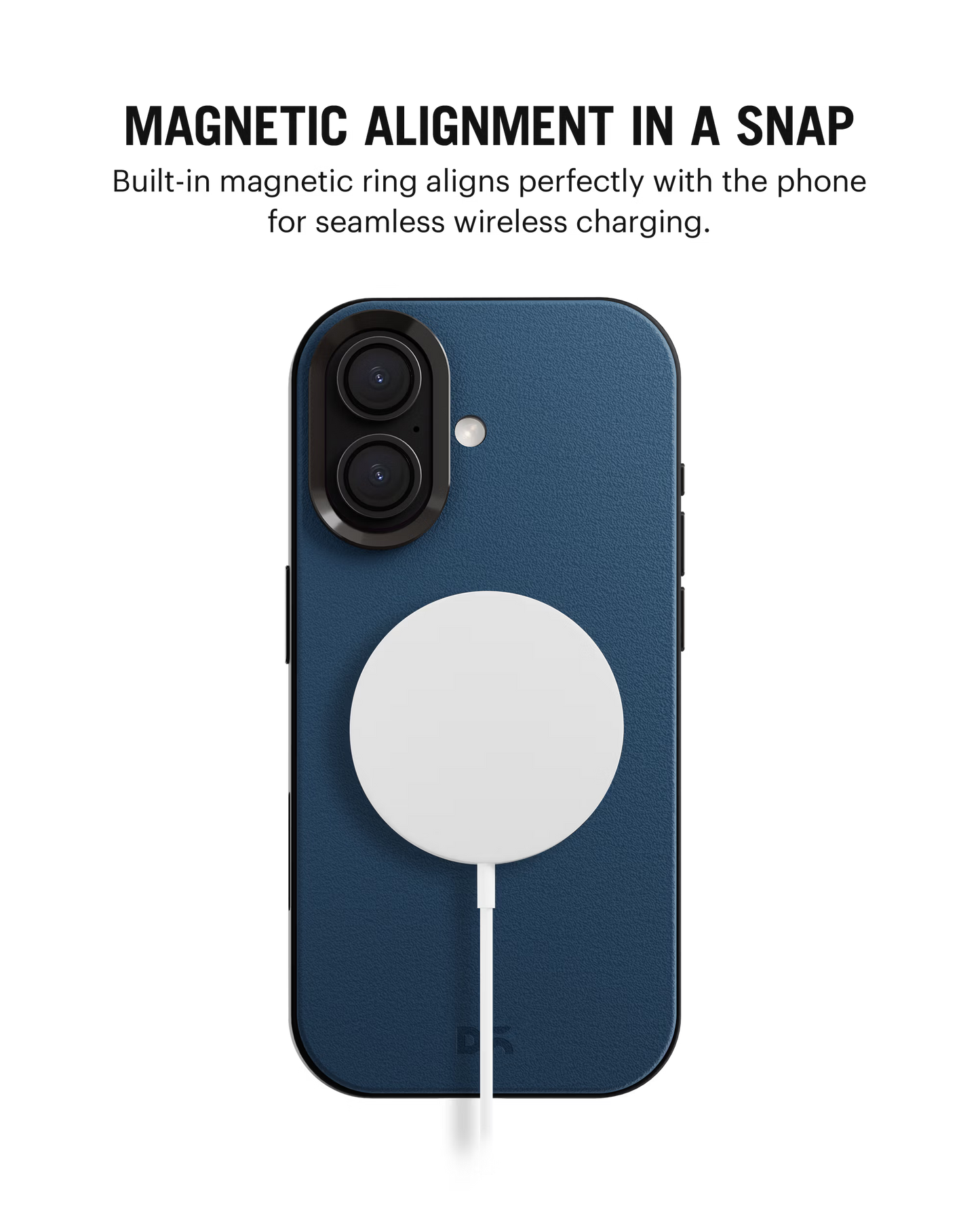 Navy Blue-Grey Leatherite MagSafe Phone Case Cover for iPhone 17