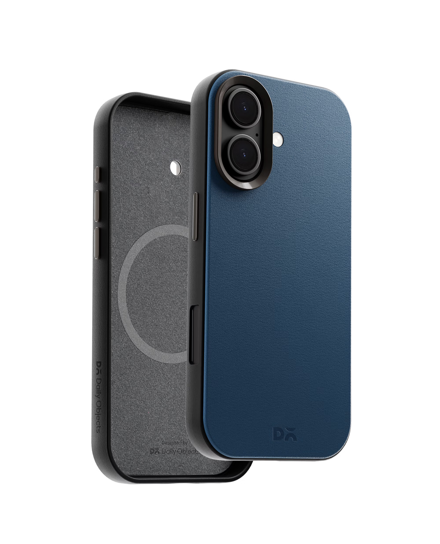 Navy Blue-Grey Leatherite MagSafe Phone Case Cover for iPhone 17