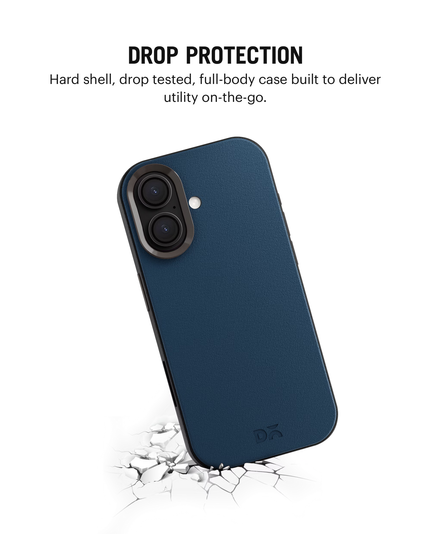 Navy Blue-Grey Leatherite MagSafe Phone Case Cover for iPhone 17